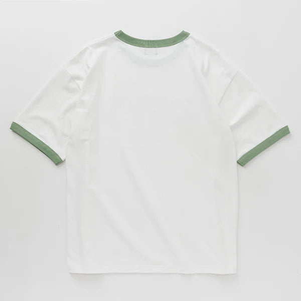 KAVU カブー メンズ ツイストロゴ リンガー Tシャツ ホワイト×グリーン M/L