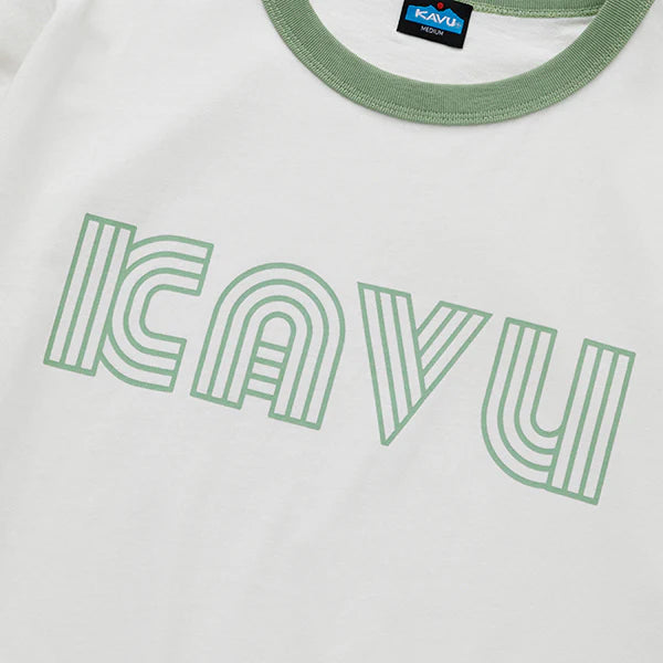 KAVU カブー メンズ ツイストロゴ リンガー Tシャツ ホワイト×グリーン M/L