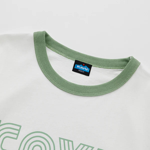 KAVU カブー メンズ ツイストロゴ リンガー Tシャツ ホワイト×グリーン M/L