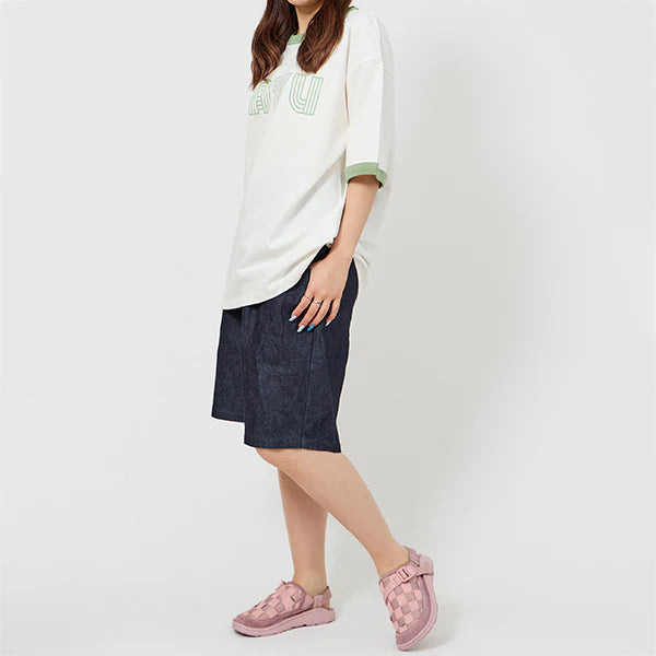 KAVU カブー メンズ ツイストロゴ リンガー Tシャツ ホワイト×グリーン M/L