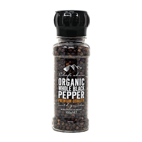 Chef's Choice シェフズチョイス シェフズチョイス オーガニック ブラックペッパー 100g ミル付き Organic Black Pepper 有機黒こしょう