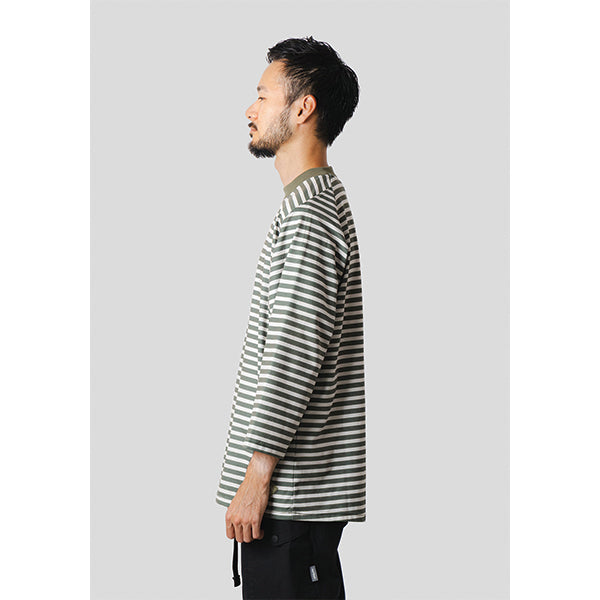 narifuri ナリフリ NFC アクティブメッシュボーダー8分袖Tシャツ NF1207 2color
