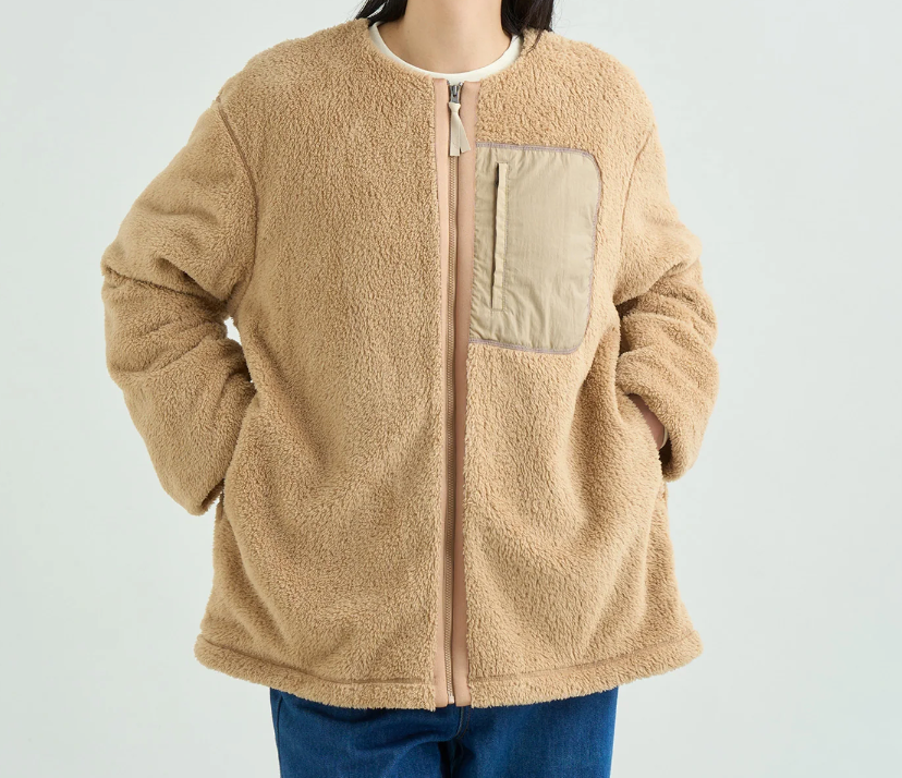 NANGA ナンガ BOA FLEECE NO COLLAR JACKET W ボアフリース ノーカラージャケット レディース ボアジャケット 2color