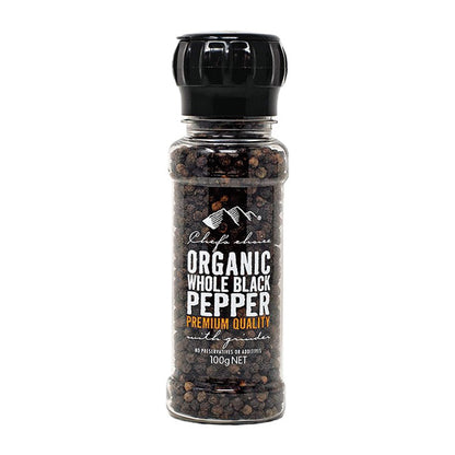 Chef's Choice シェフズチョイス シェフズチョイス オーガニック ブラックペッパー 100g ミル付き Organic Black Pepper 有機黒こしょう